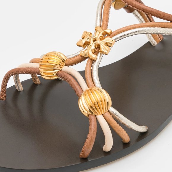 Tory Burch $328 NIB CAPRI MULTI STRAP SANDAL MOCHA / TOASTED BARK / GOLD Brown - Picture 4 of 11